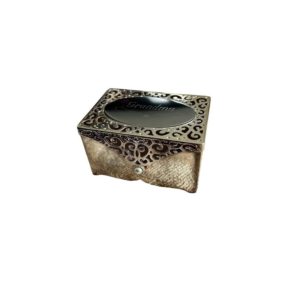 Things Remembered Trinket Jewelry Box Silver Tone 2x3.5 Grandma Engraved On top